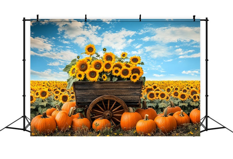 Thanksgiving Backdrops Rustic Wagon Floral Autumn Backdrop UK BRP57-333