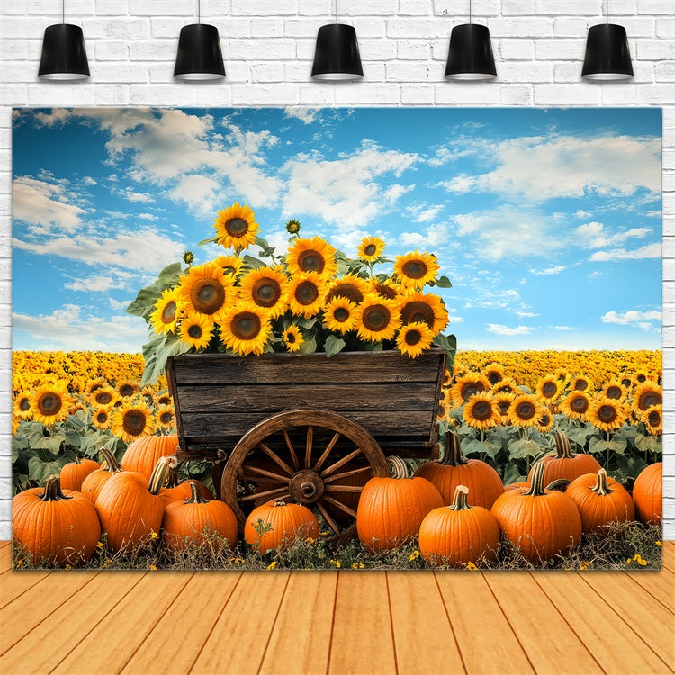 Thanksgiving Backdrops Rustic Wagon Floral Autumn Backdrop UK BRP57-333