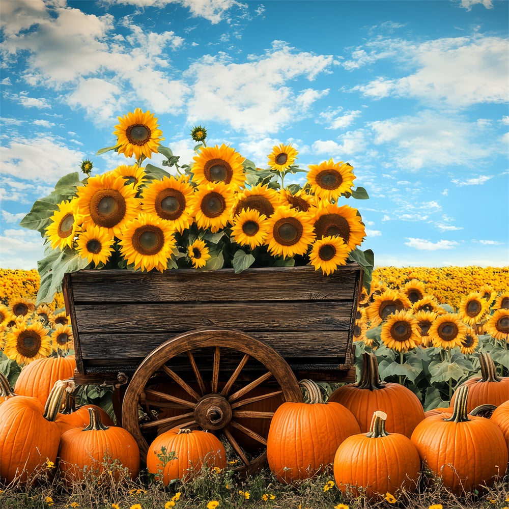 Thanksgiving Backdrops Rustic Wagon Floral Autumn Backdrop UK BRP57-333