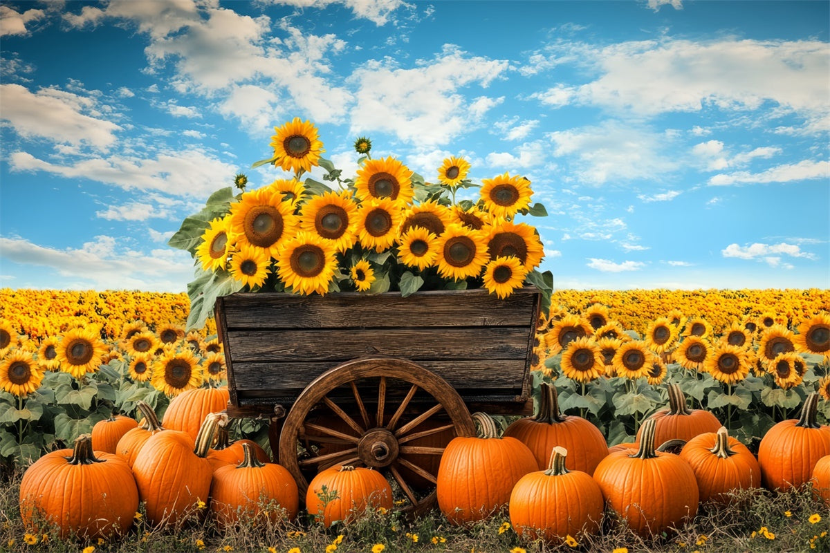 Thanksgiving Backdrops Rustic Wagon Floral Autumn Backdrop UK BRP57-333