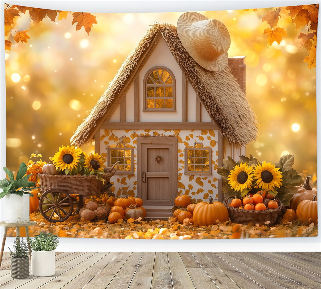 Fall Thanksgiving Backdrop Autumn Fairy Cottage Backdrop UK BRP57-338
