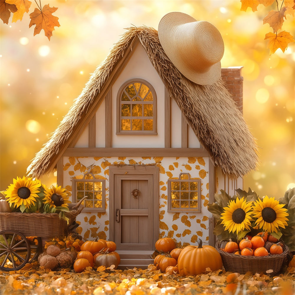 Fall Thanksgiving Backdrop Autumn Fairy Cottage Backdrop UK BRP57-338