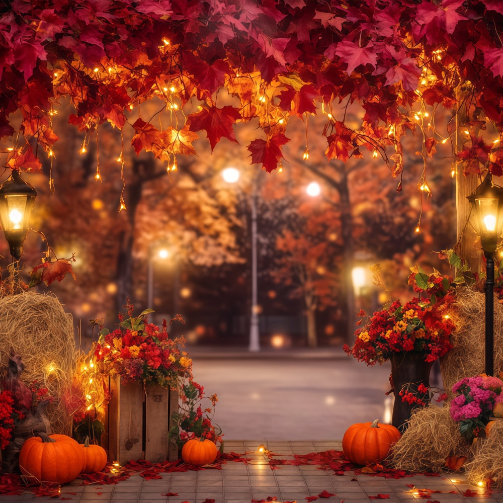 Backdrop Thanksgiving Red Maple Twilight Glow Backdrop UK BRP57-347