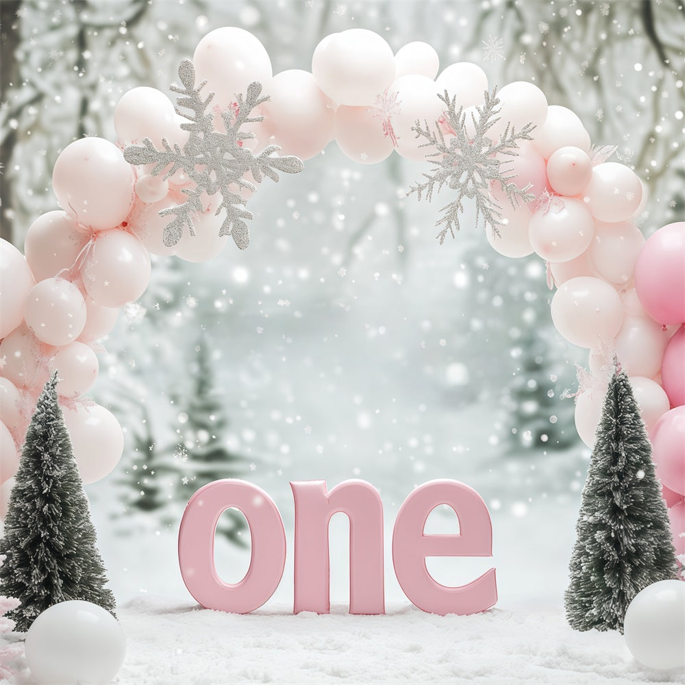 Winter Wonderland Backdrop Balloons 1st Birthday Backdrop UK BRP57-357