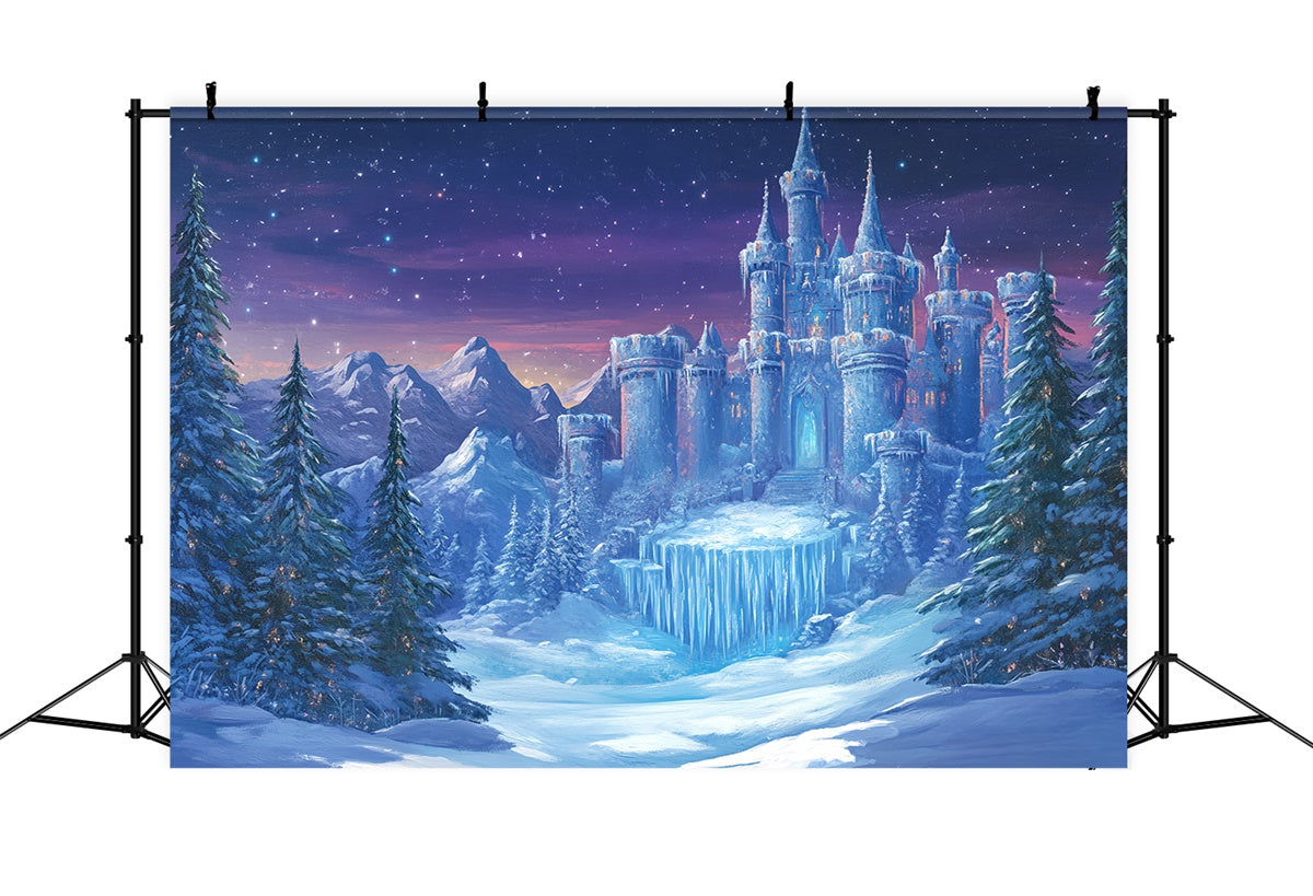 Winter Wonderland Backdrop Snowy Pines Castle Backdrop UK BRP57-370