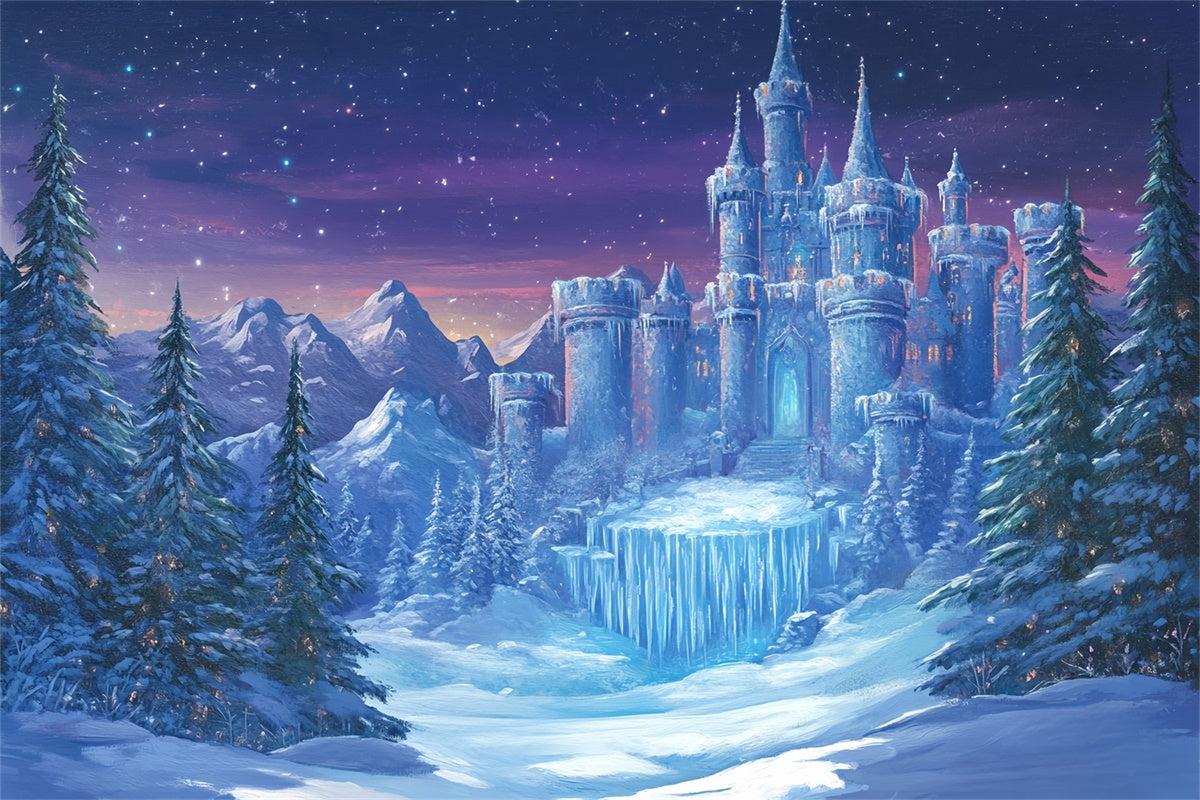 Winter Wonderland Backdrop Snowy Pines Castle Backdrop UK BRP57-370