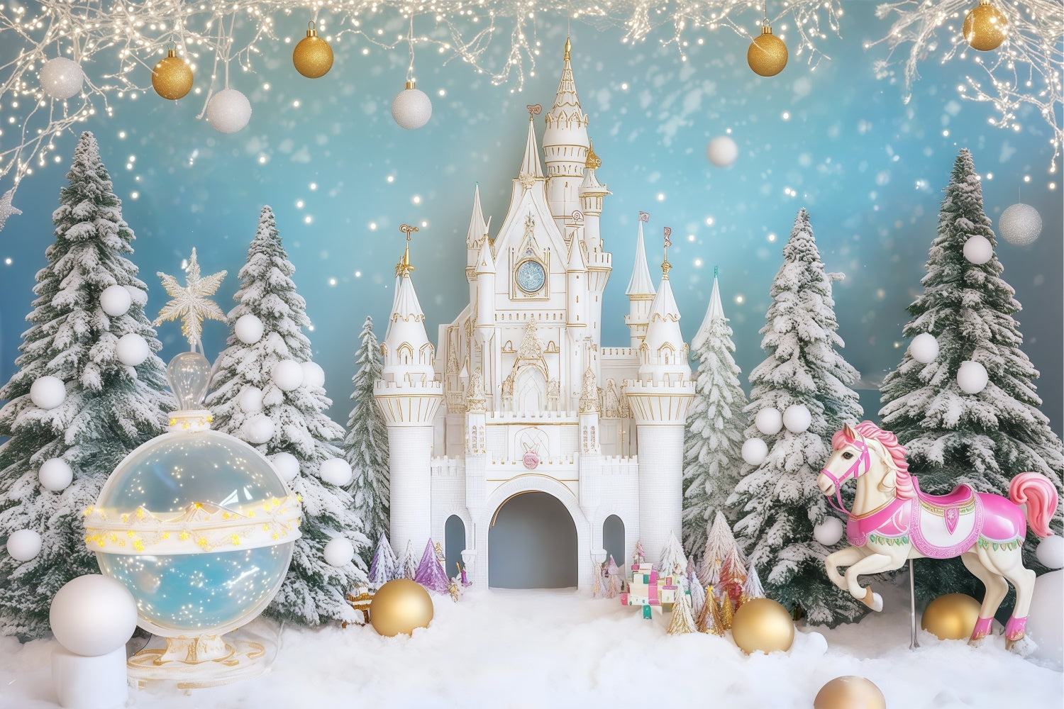 Winter Backdrop Glitter Globe Winter Magic Backdrop UK BRP57-372