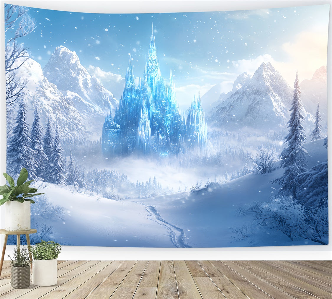 Winter Backdrops Misty Enchanted Ice Castle Backdrop UK BRP57-376