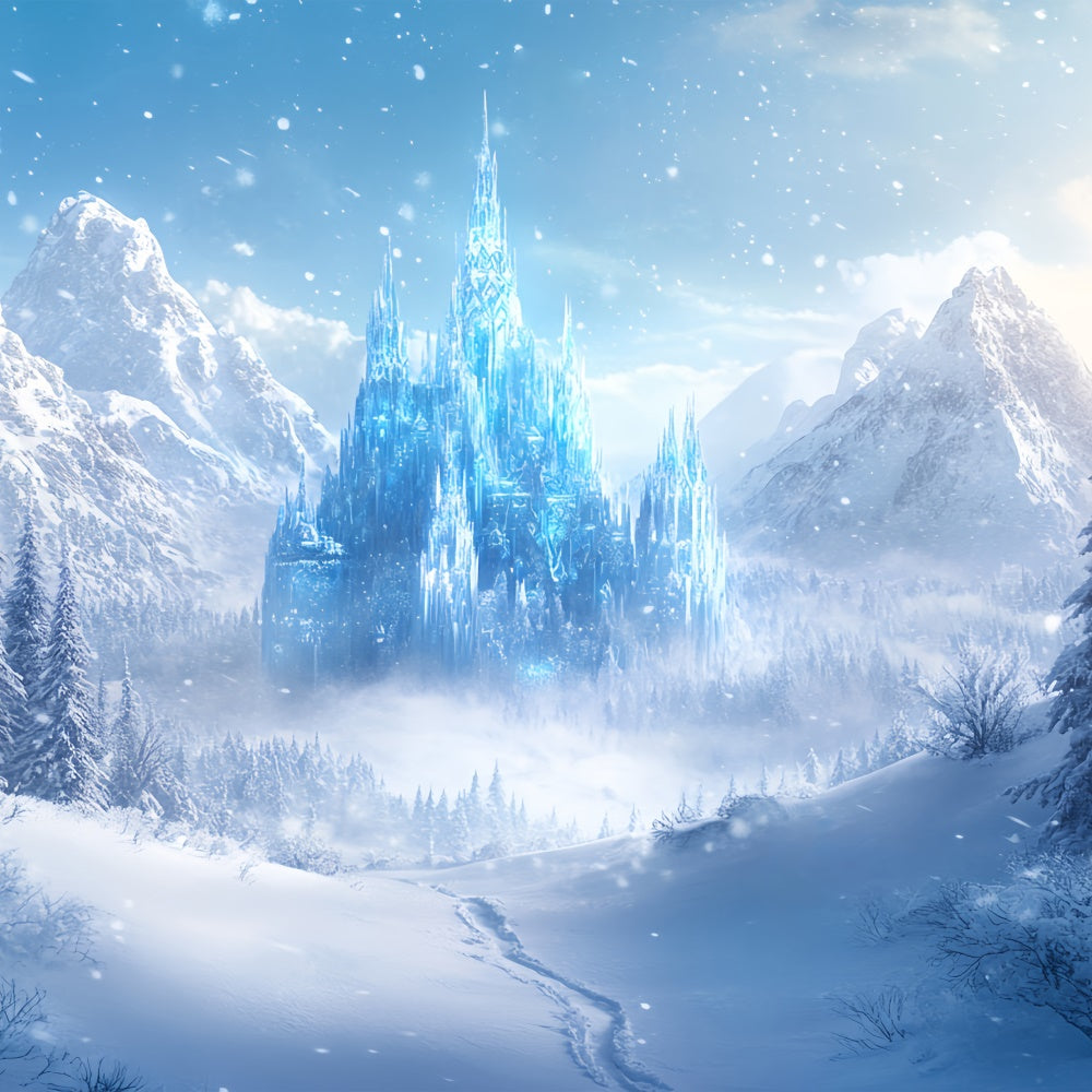 Winter Backdrops Misty Enchanted Ice Castle Backdrop UK BRP57-376