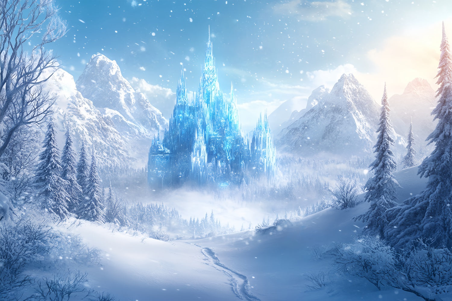 Winter Backdrops Misty Enchanted Ice Castle Backdrop UK BRP57-376