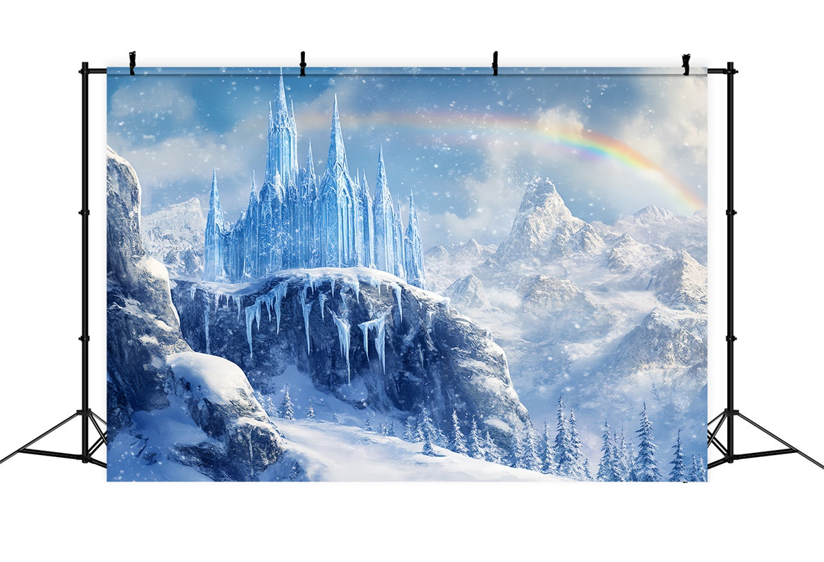 Winter Wonderland Backdrops Rainbow Frozen Castle Backdrop UK BRP57-377