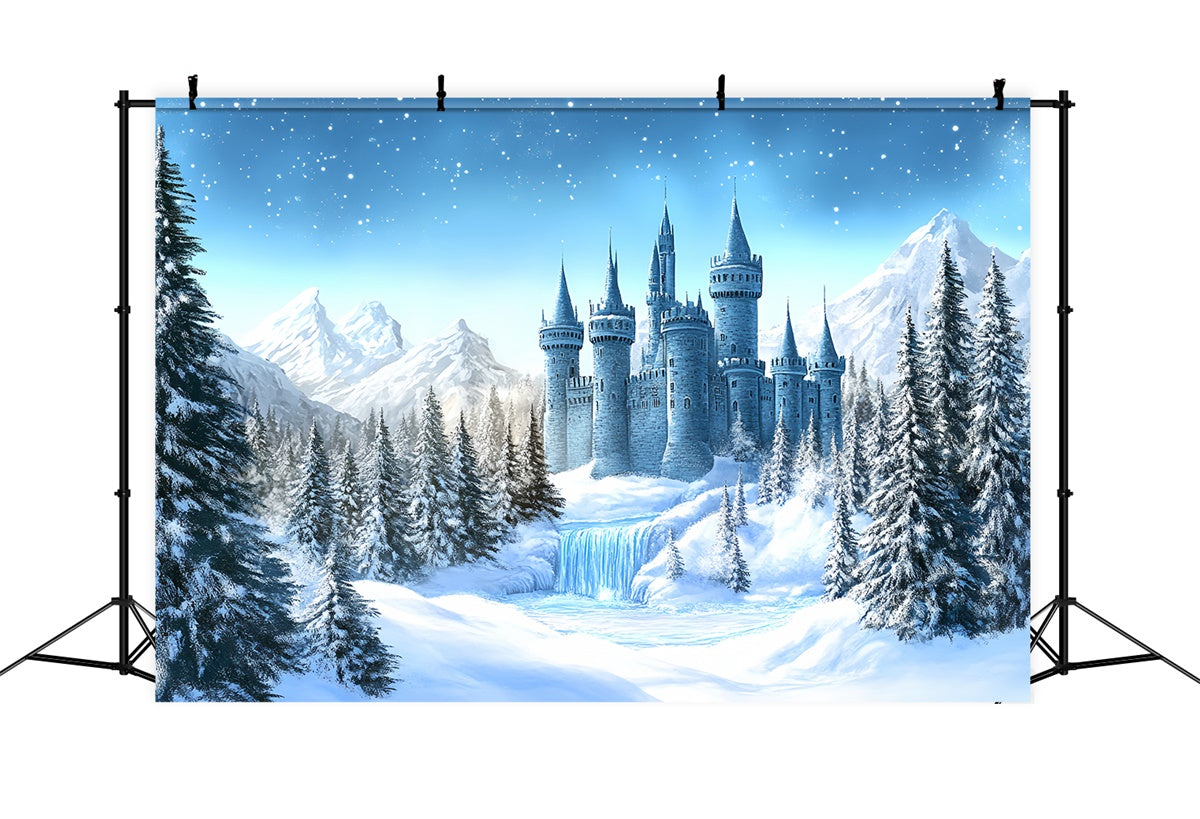 Winter Wonderland Backdrop Frosted Fairytale Castle Backdrop UK BRP57-379