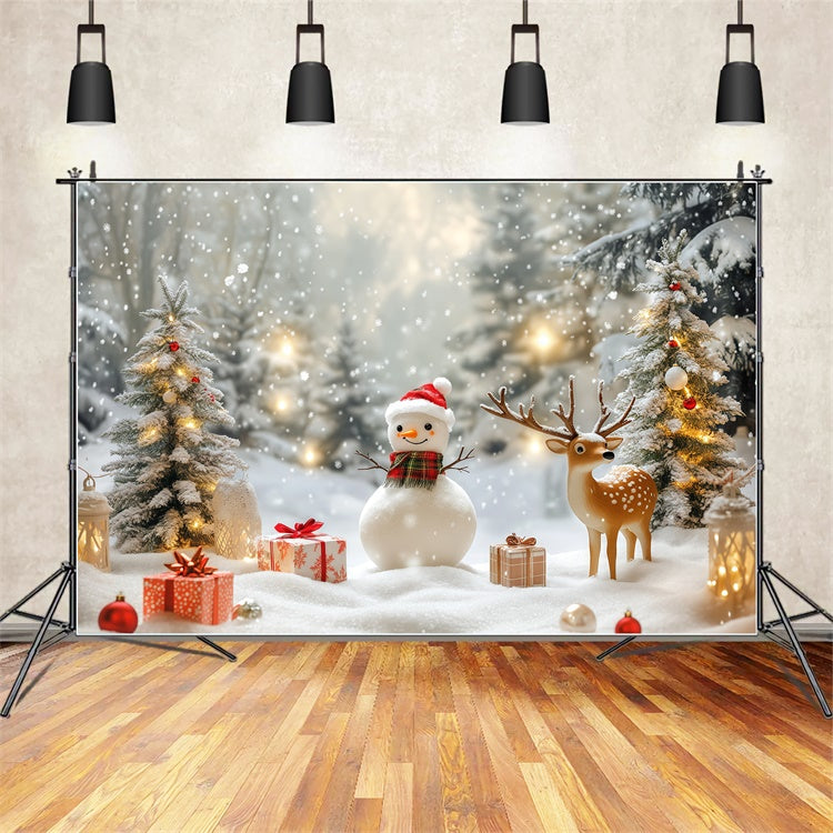 Snowy Backdrop Cozy Snowman Gift Christmas Backdrop UK BRP57-381