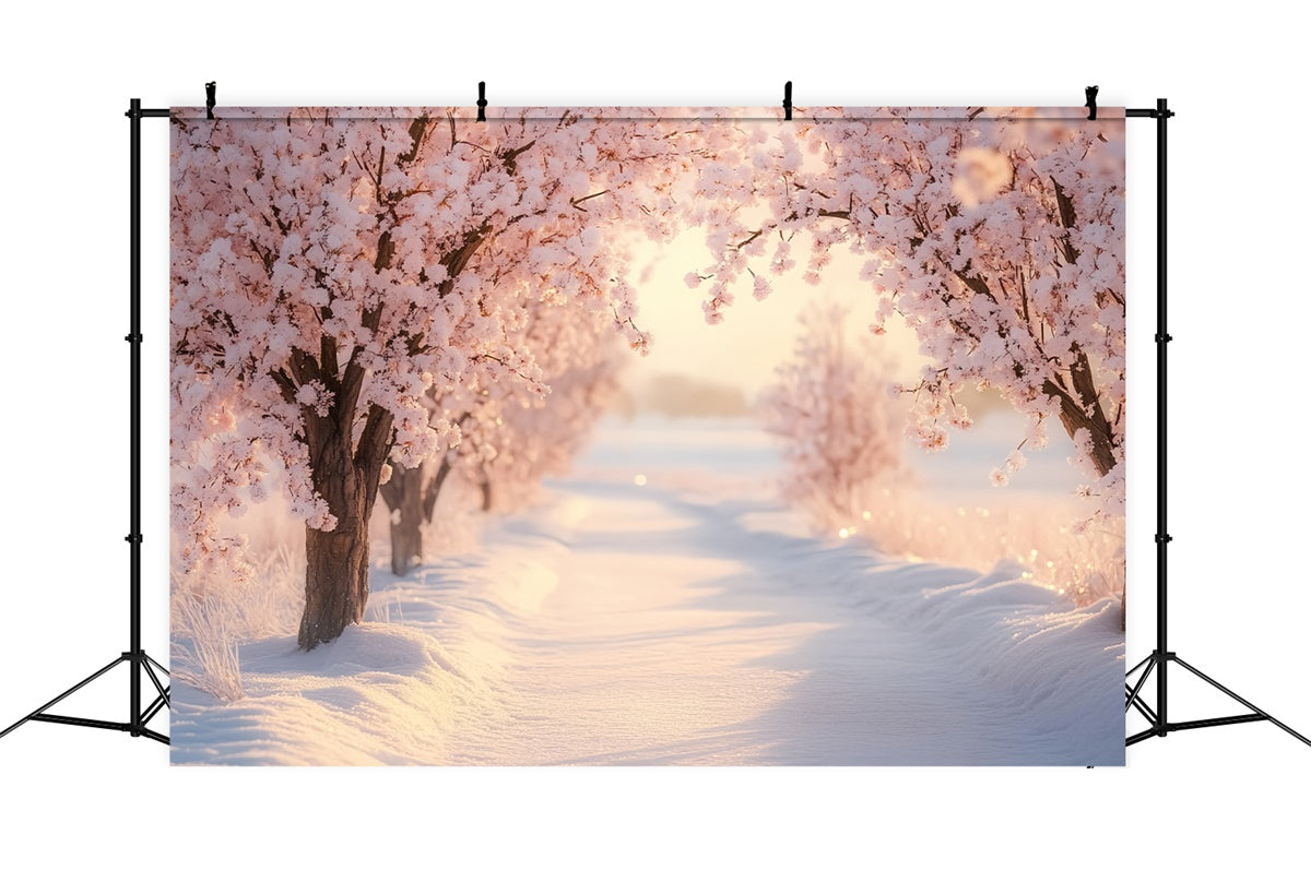 Winter Backdrops Blushing Winter Bloom Path Backdrop UK BRP57-390