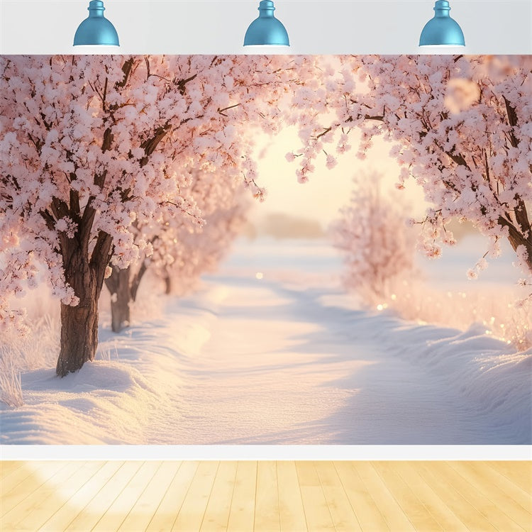 Winter Backdrops Blushing Winter Bloom Path Backdrop UK BRP57-390