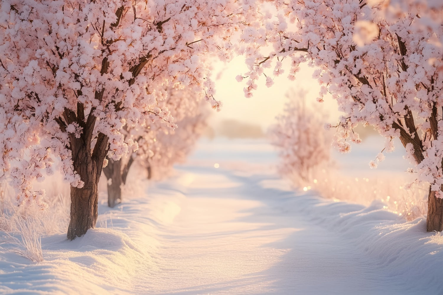Winter Backdrops Blushing Winter Bloom Path Backdrop UK BRP57-390