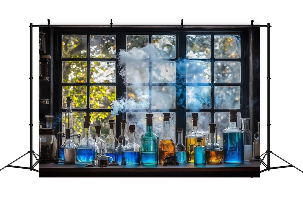 Chemistry Backdrop Blue Potion Window Scene Backdrop UK BRP57-44