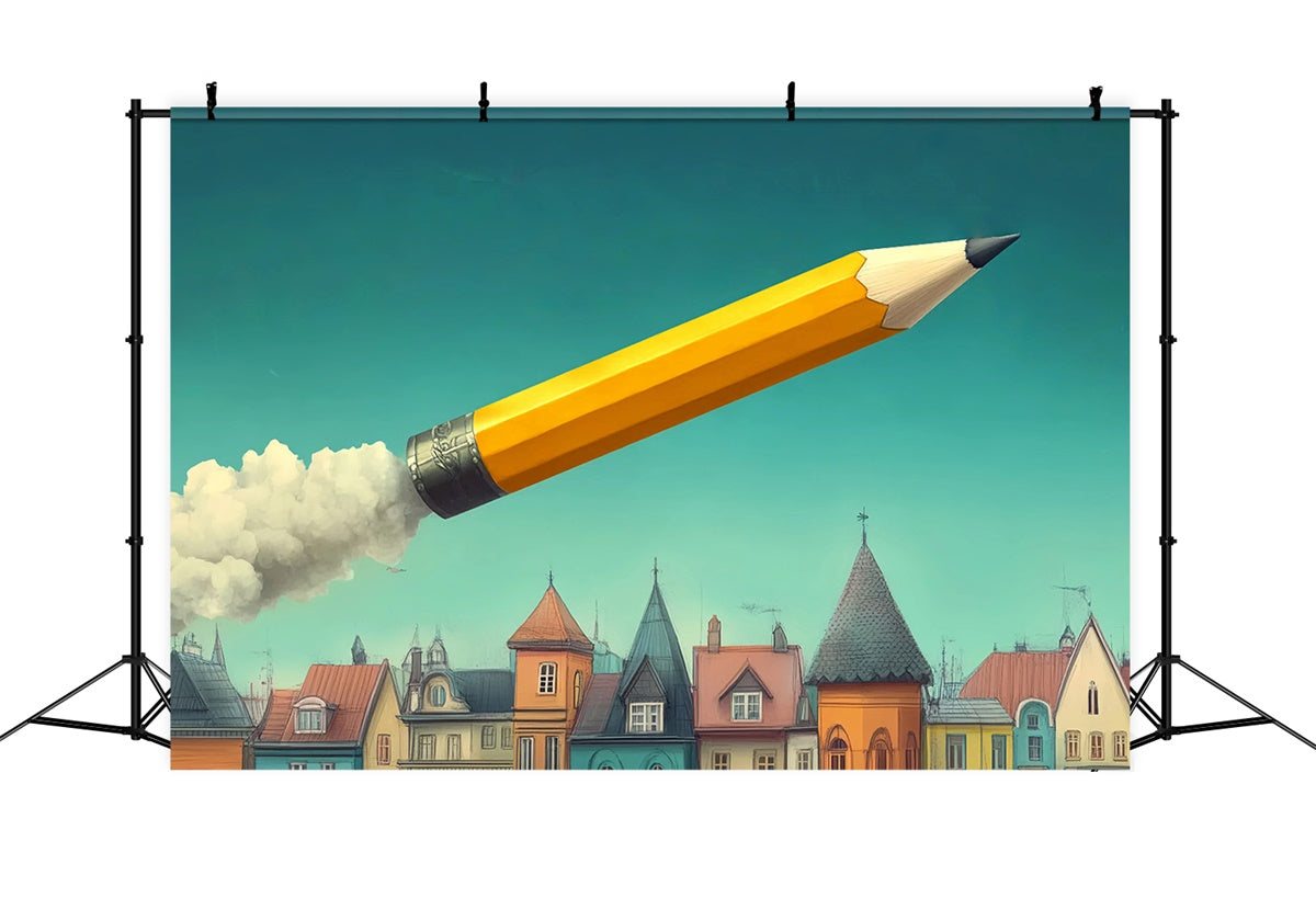 Back To School Backdrop Pencil Rocket Launch Backdrop UK BRP57-47