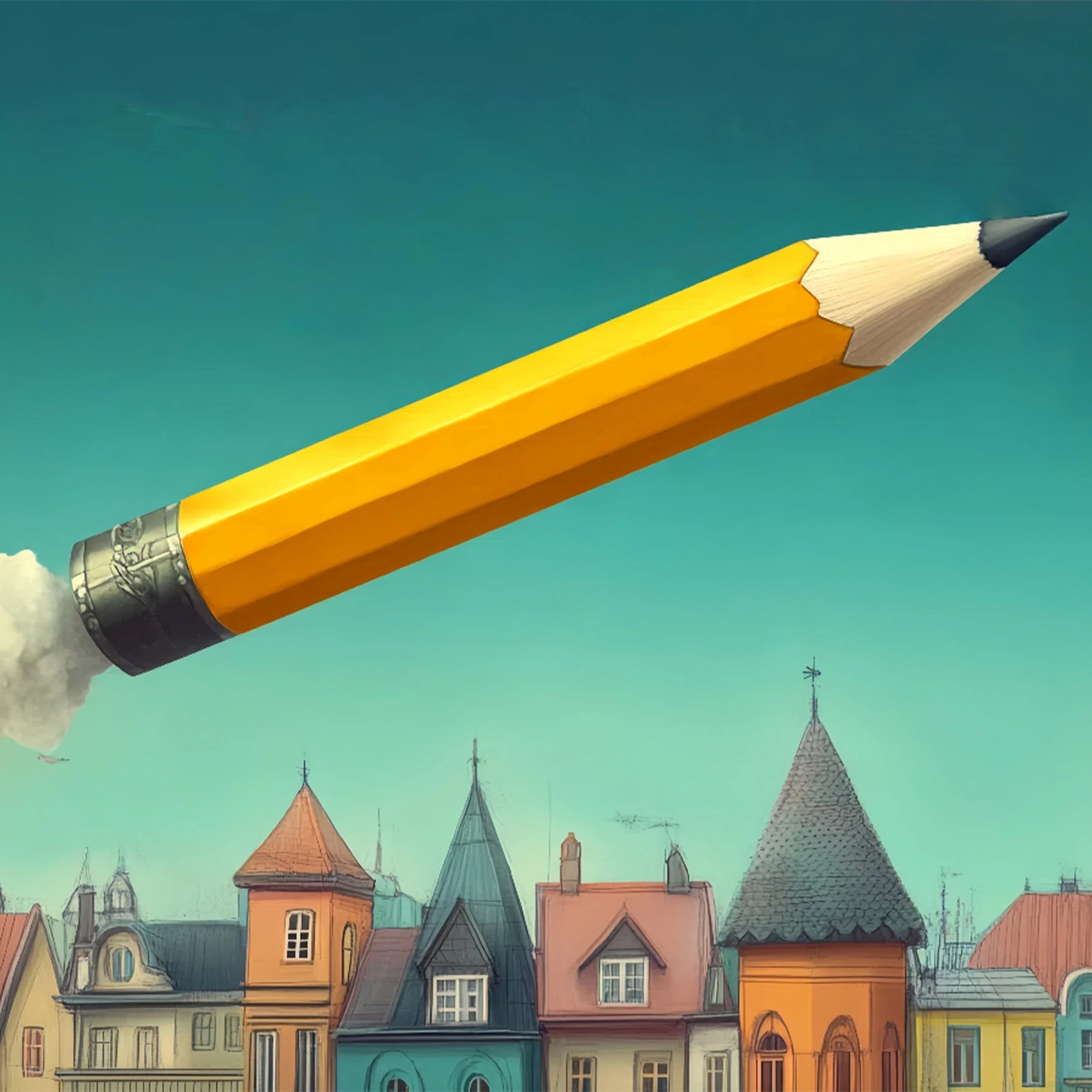 Back To School Backdrop Pencil Rocket Launch Backdrop UK BRP57-47