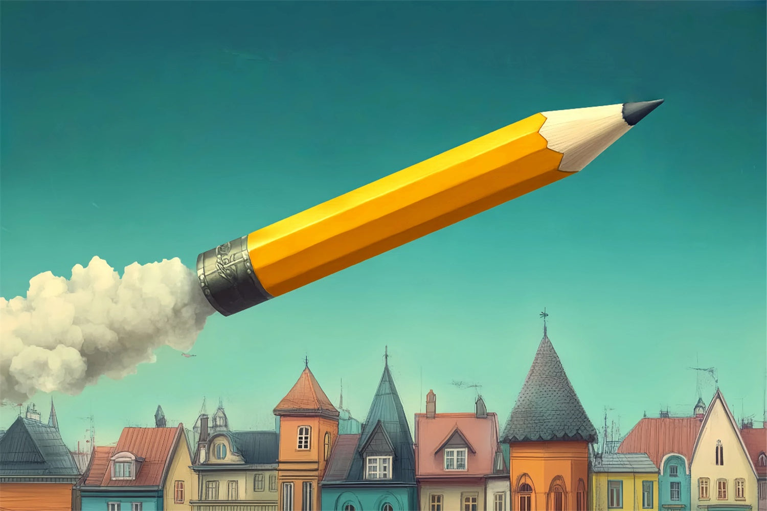 Back To School Backdrop Pencil Rocket Launch Backdrop UK BRP57-47