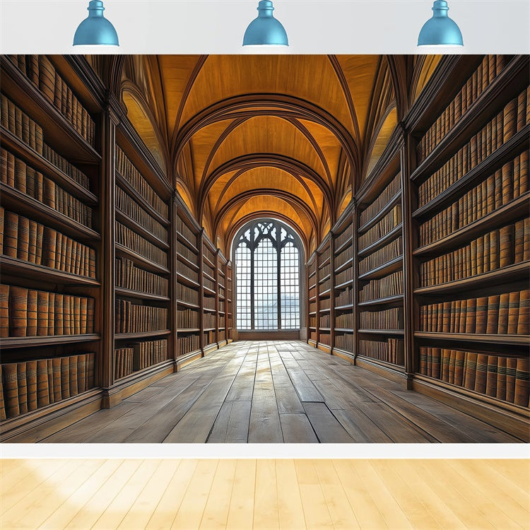 Back To School Photo Backdrop Gothic Library Hall Backdrop UK BRP57-53