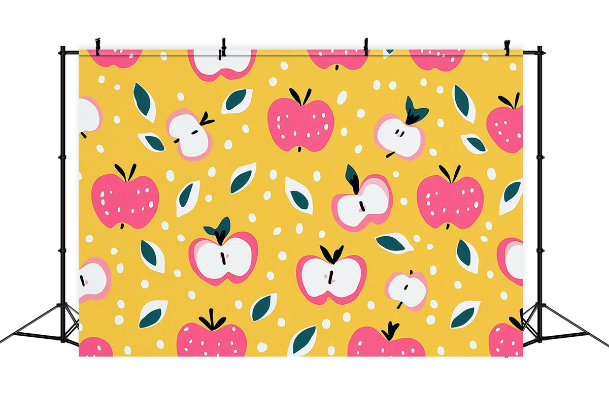 Back To School Photo Backdrop Cartoon Apple Pattern Backdrop UK BRP57-57