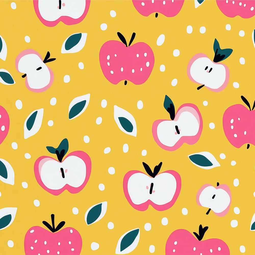 Back To School Photo Backdrop Cartoon Apple Pattern Backdrop UK BRP57-57