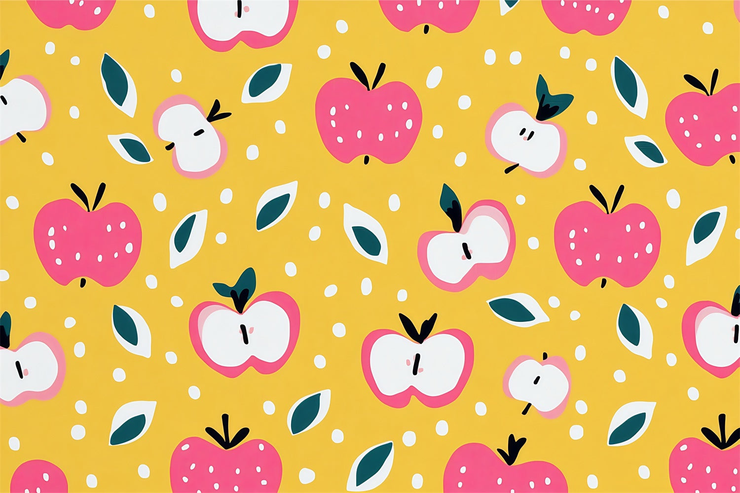 Back To School Photo Backdrop Cartoon Apple Pattern Backdrop UK BRP57-57