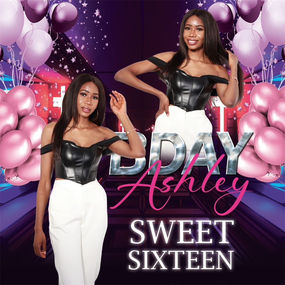 Personalized Birthday Backdrop City Glam Sweet 16 Backdrop UK BRP6-101