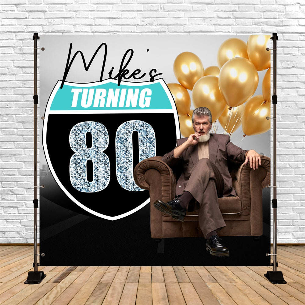 80th Birthday Backdrop Milestone Man Personalized Backdrop UK BRP6-102