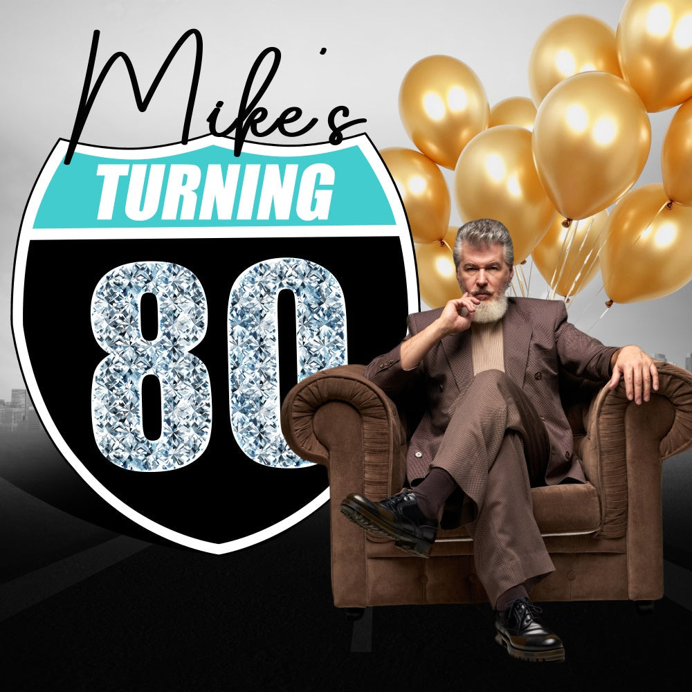 80th Birthday Backdrop Milestone Man Personalized Backdrop UK BRP6-102