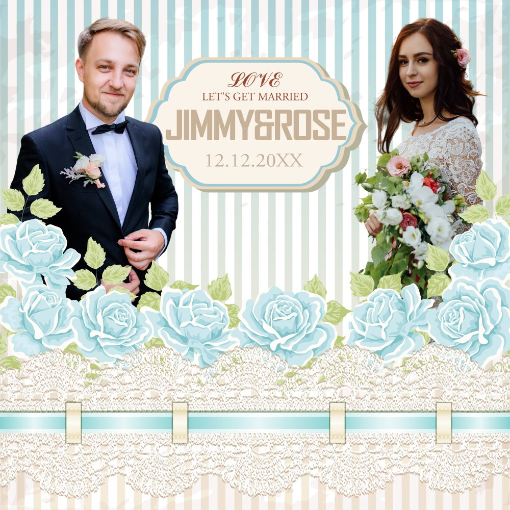 Wedding Photo Backdrops Blue Rose Lace Personalized Backdrop UK BRP6-107