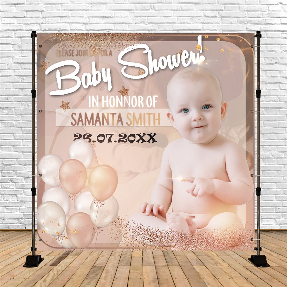 Custom Baby Shower Backdrop Elegant Glitter Balloon Backdrop UK BRP6-11