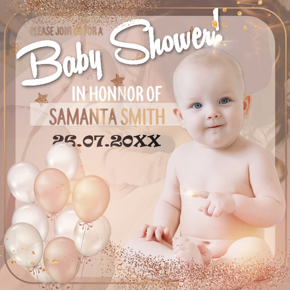 Custom Baby Shower Backdrop Elegant Glitter Balloon Backdrop UK BRP6-11