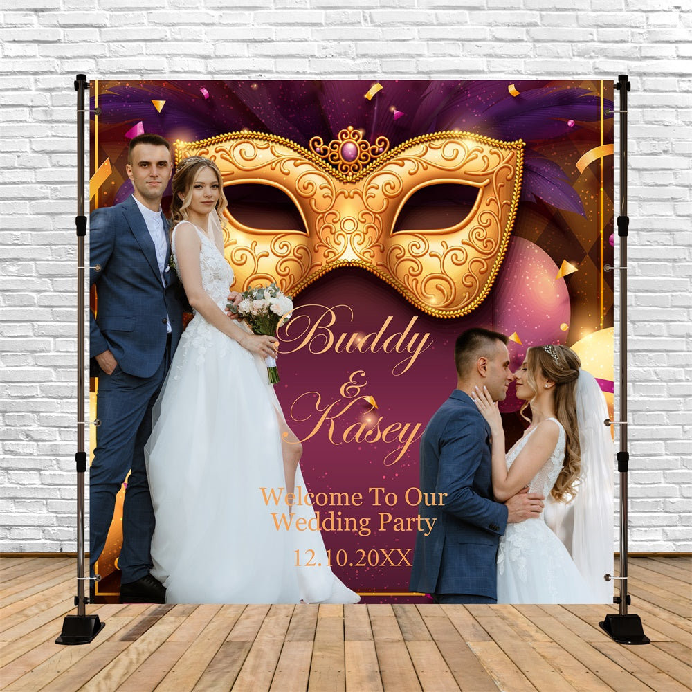 Photo Backdrop Wedding Masquerade Glam Mask Customized Backdrop UK BRP6-123