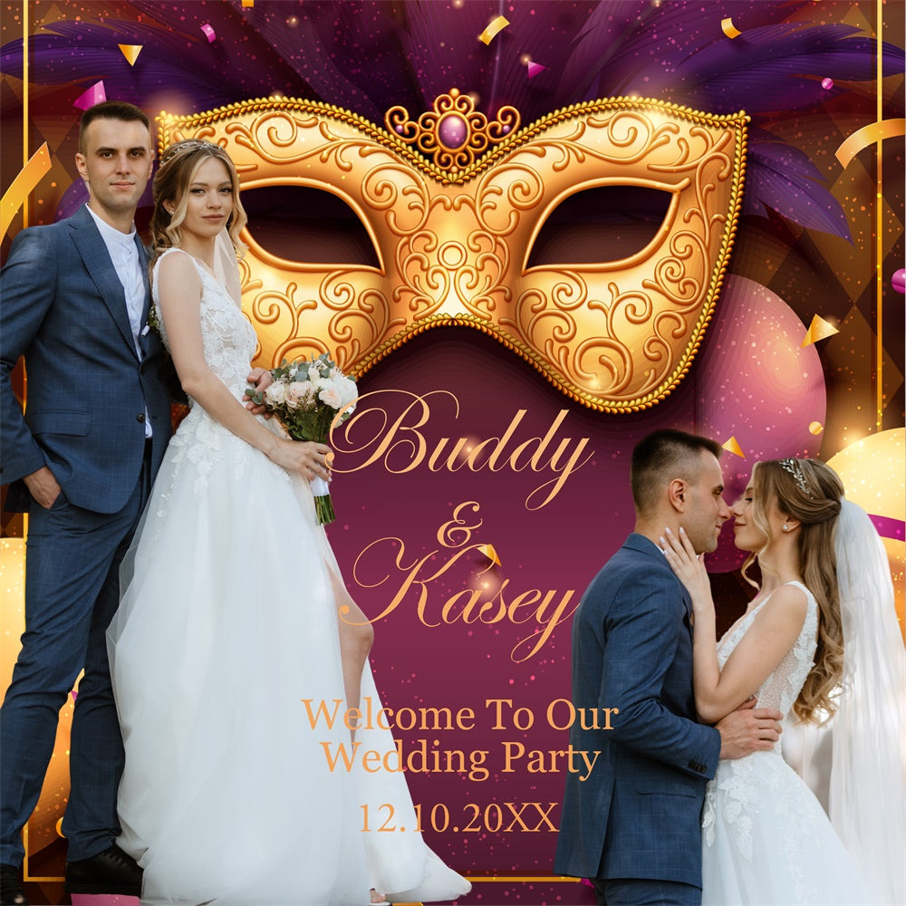 Photo Backdrop Wedding Masquerade Glam Mask Customized Backdrop UK BRP6-123