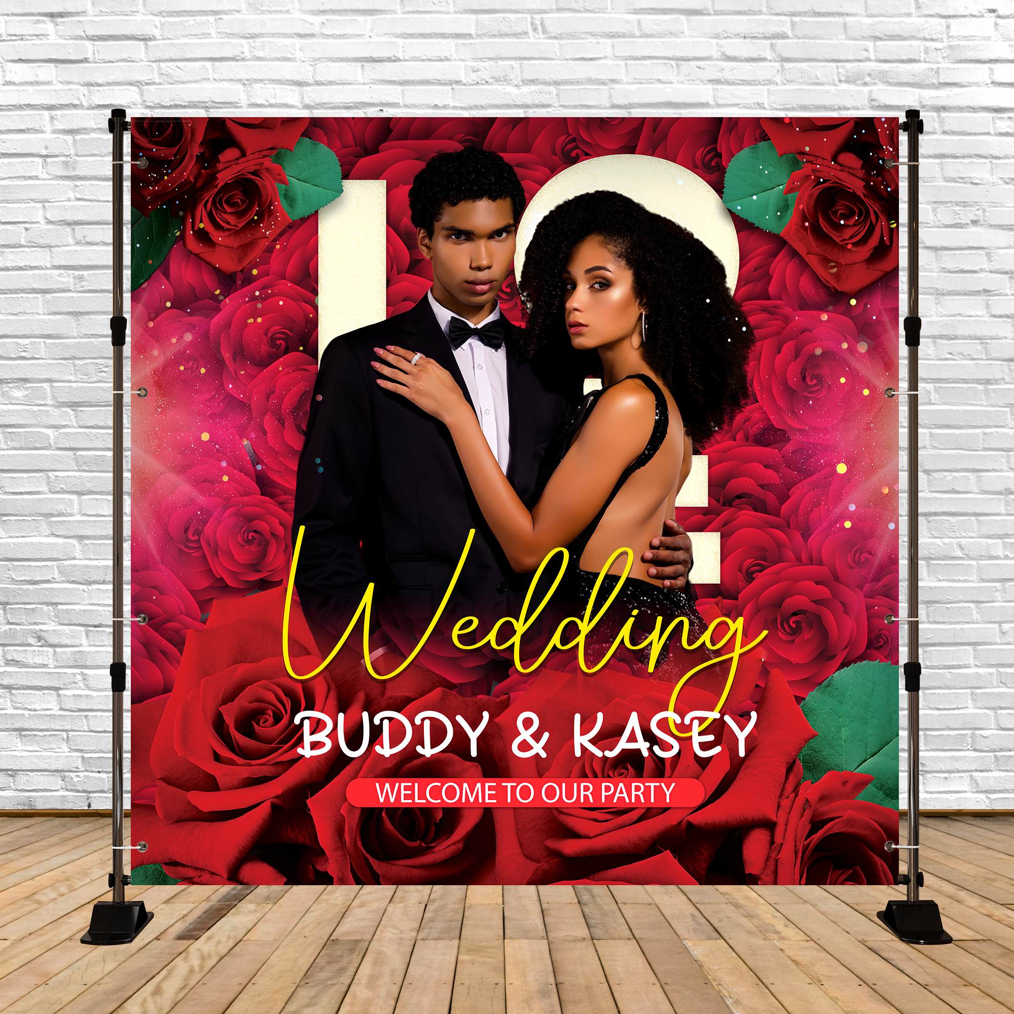 Personalized Backdrop For Wedding Romantic Rose Glam Backdrop UK BRP6-124