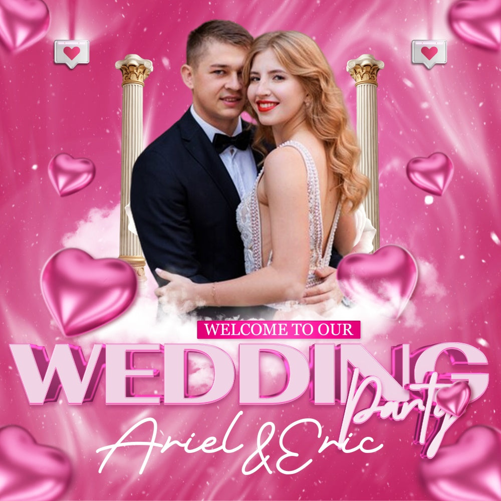 Backdrop For Wedding Pink Hearts Dream Personalized Backdrop UK BRP6-131