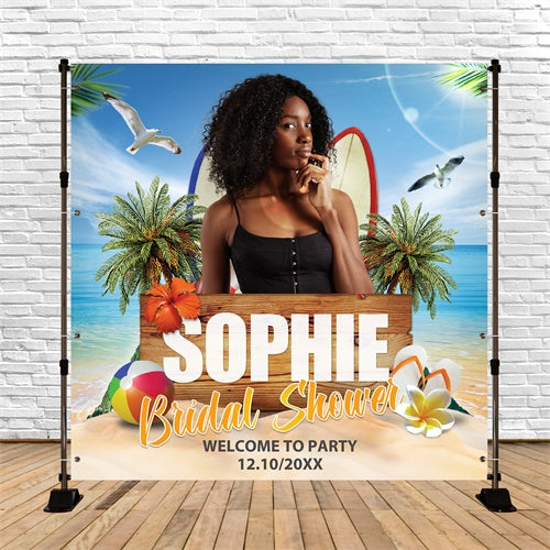 Beach Wedding Backdrop Tropical Hibiscus Bash Custom Backdrop UK BRP6-139