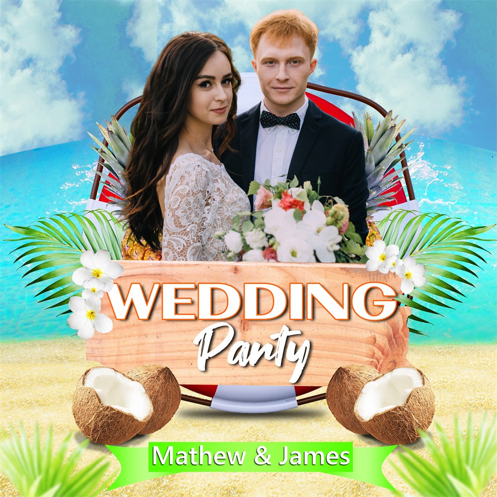 Beach Wedding Backdrop Coconut Island Palm Customized Backdrop UK BRP6-140