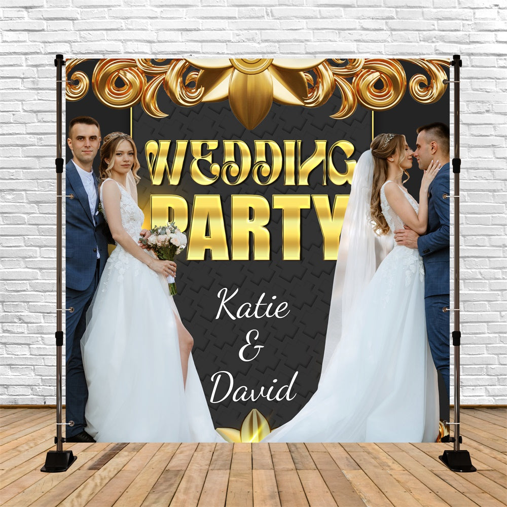 Wedding Backdrop Golden Elegance Night Personalized Backdrop UK BRP6-141