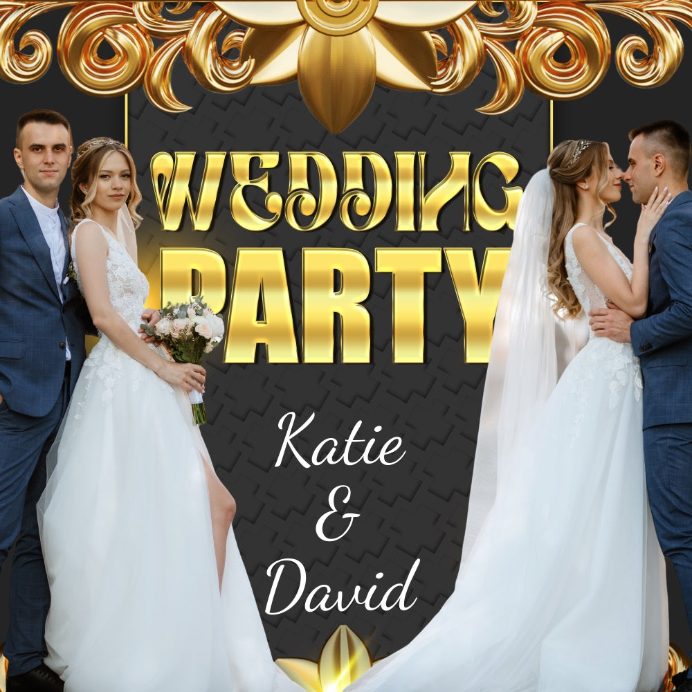 Wedding Backdrop Golden Elegance Night Personalized Backdrop UK BRP6-141