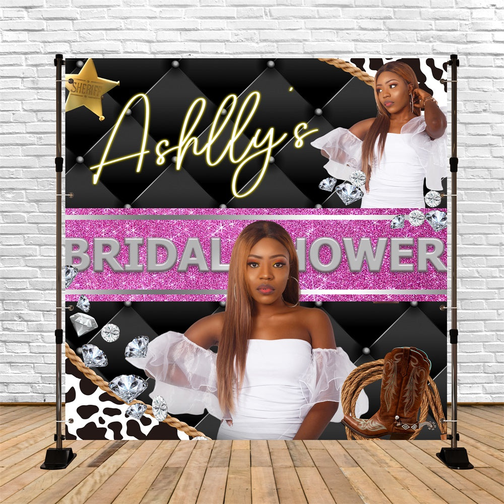 Bridal Shower Photo Backdrop Cowgirl Glam Diamond Custom Backdrop UK BRP6-142