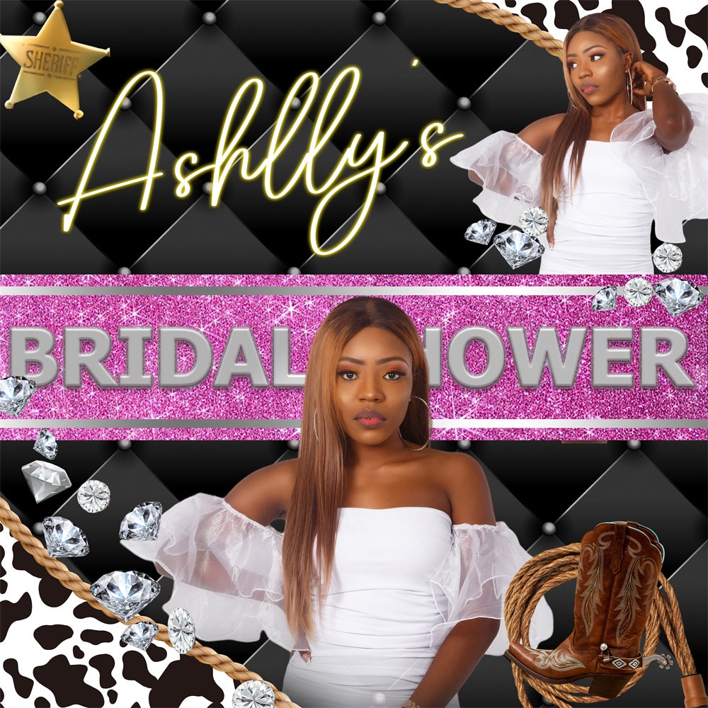 Bridal Shower Photo Backdrop Cowgirl Glam Diamond Custom Backdrop UK BRP6-142