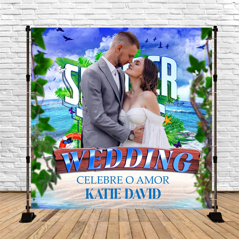 Beach Wedding Backdrop Sun Sea Romance Personalized Backdrop UK BRP6-143