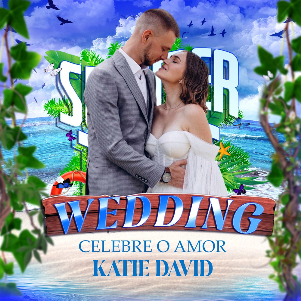 Beach Wedding Backdrop Sun Sea Romance Personalized Backdrop UK BRP6-143