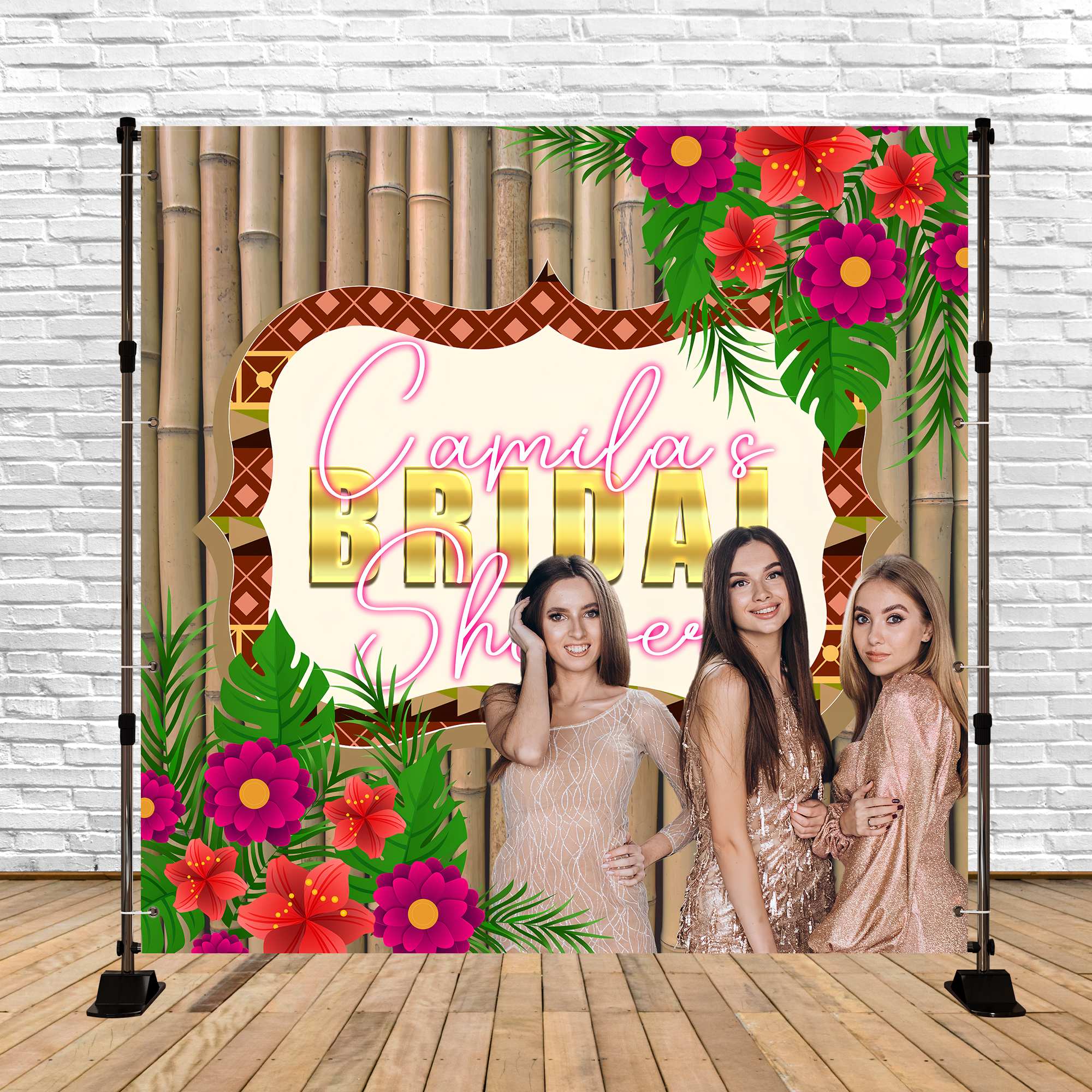 Bridal Shower Backdrop Ideas Floral Bamboo Custom Tropic Backdrop UK BRP6-146