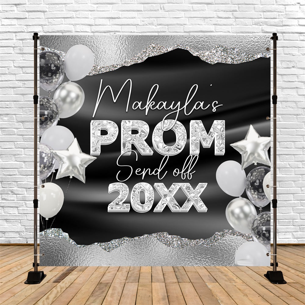 Prom Photo Backdrop Black Sparkle Customized Party Graduation Backdrop UK BRP6-157