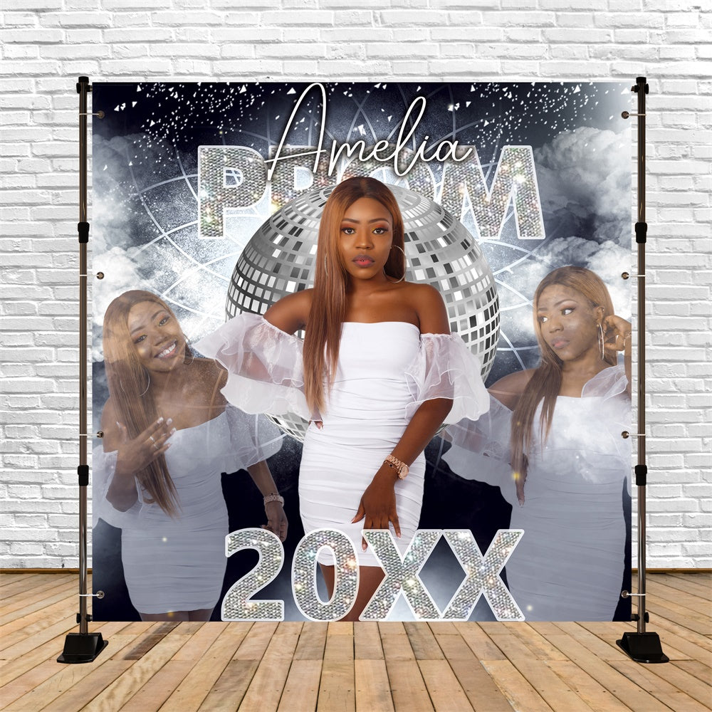 Prom 2025 Backdrop Mirror Ball Sparkle Custom Party Graduation Backdrop UK BRP6-159