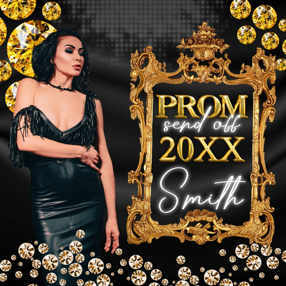 Prom Backdrops Royal Golden Frame Personalized Party Graduation Backdrop UK BRP6-161